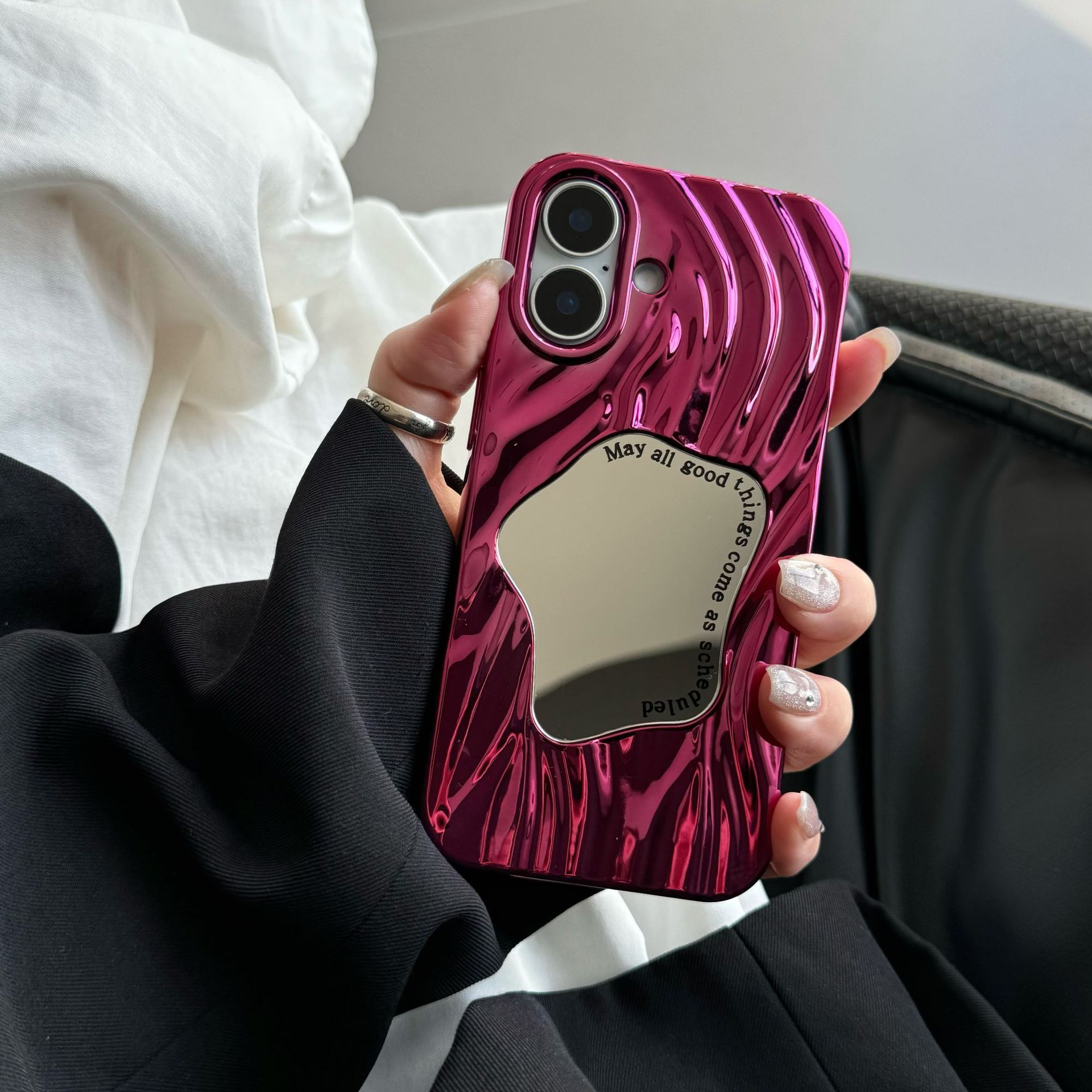 Electroplating Wave Pattern Mirror Phone Case Advanced Sense - Image 2