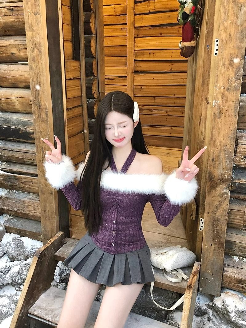 Lila Damenpullover – Vorderansicht