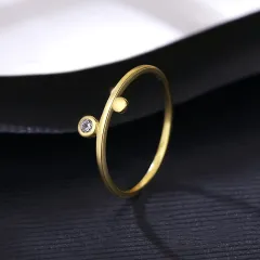 Irregular Ring Ornament S925 Silver Ring Golden, Round - Sr20061012 - View 1