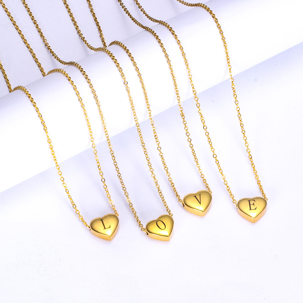 Stainless Steel Laser-Engraved Heart Pendant Necklace