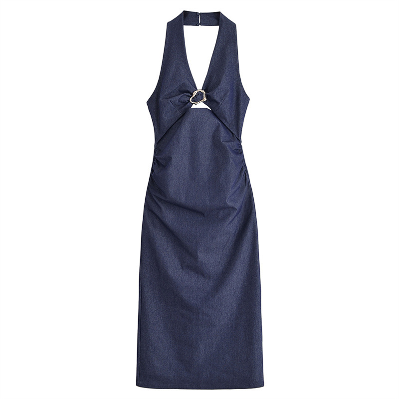 Stylish Opening Design Sense Halter Women's Dress