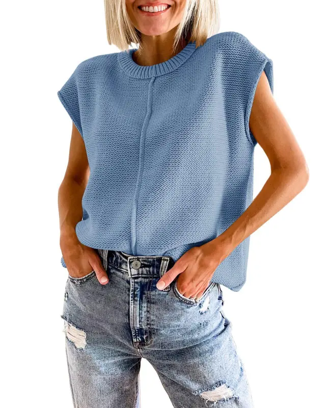 Loose Knitted Sweater Pullover For Women Blue - Shop at LoveMi