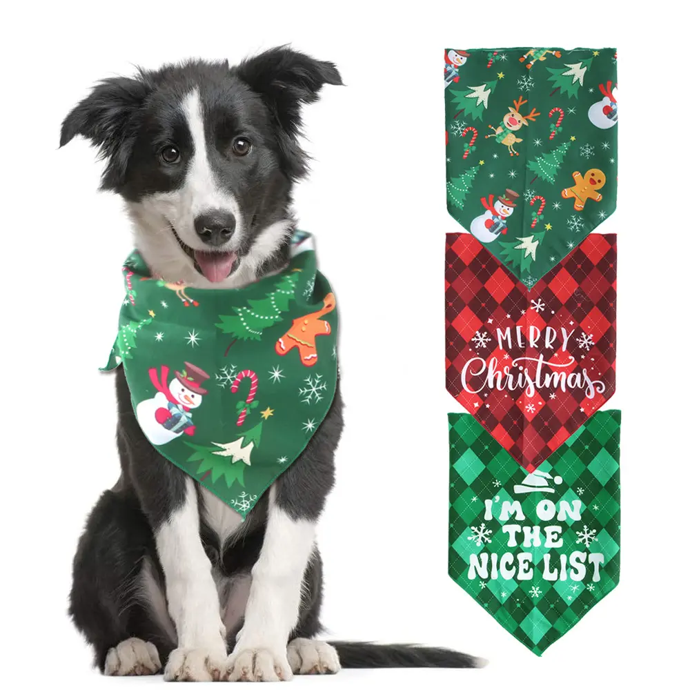 Pet Christmas Triangular Binder Dog Saliva Towel