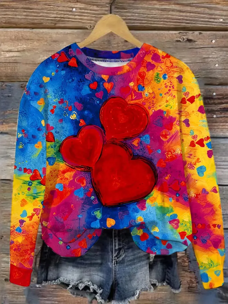 European And American Leisure Fashion Valentine's Day Long Sleeve Crew Neck Sweater - Me01Me01Zn241215Y011-5Xl