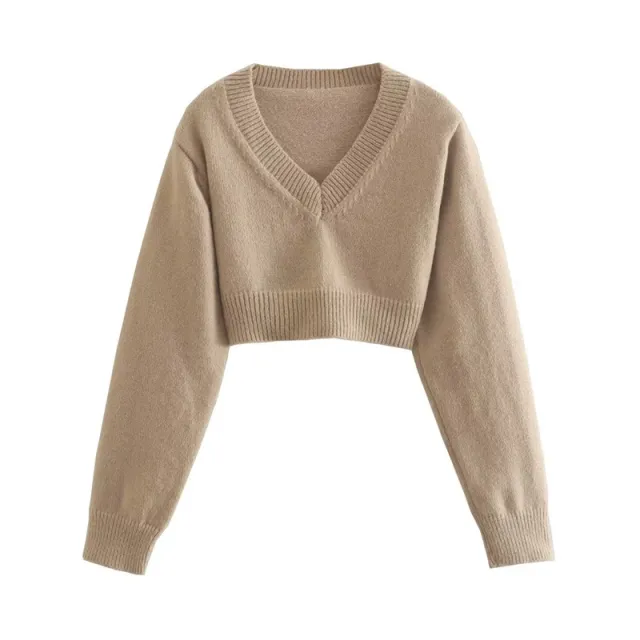 Long Sleeve Pullover Round Neck Sweater Top Camel - Shop at LoveMi