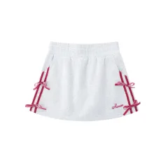 Women's Embroidered Bow Splicing Skirt - Red - View 1