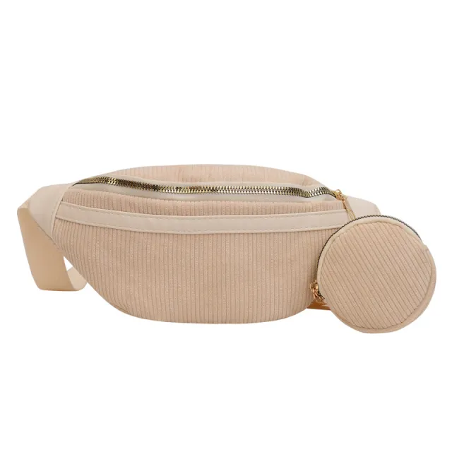 Street Trend Canvas Corduroy Simple Casual Shoulder Bag Beige - Shop at LoveMi