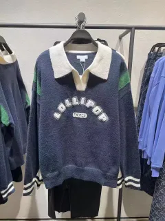 Sweater Comfort And Casual V-collar Preppy Style - Navy Blue - View 1