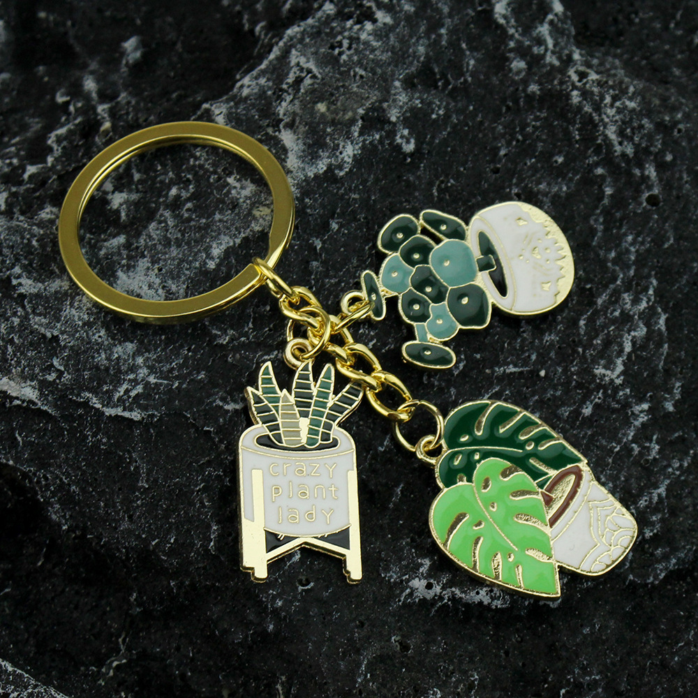 Title 5, Green Plant Cartoon Key Ring Pendant