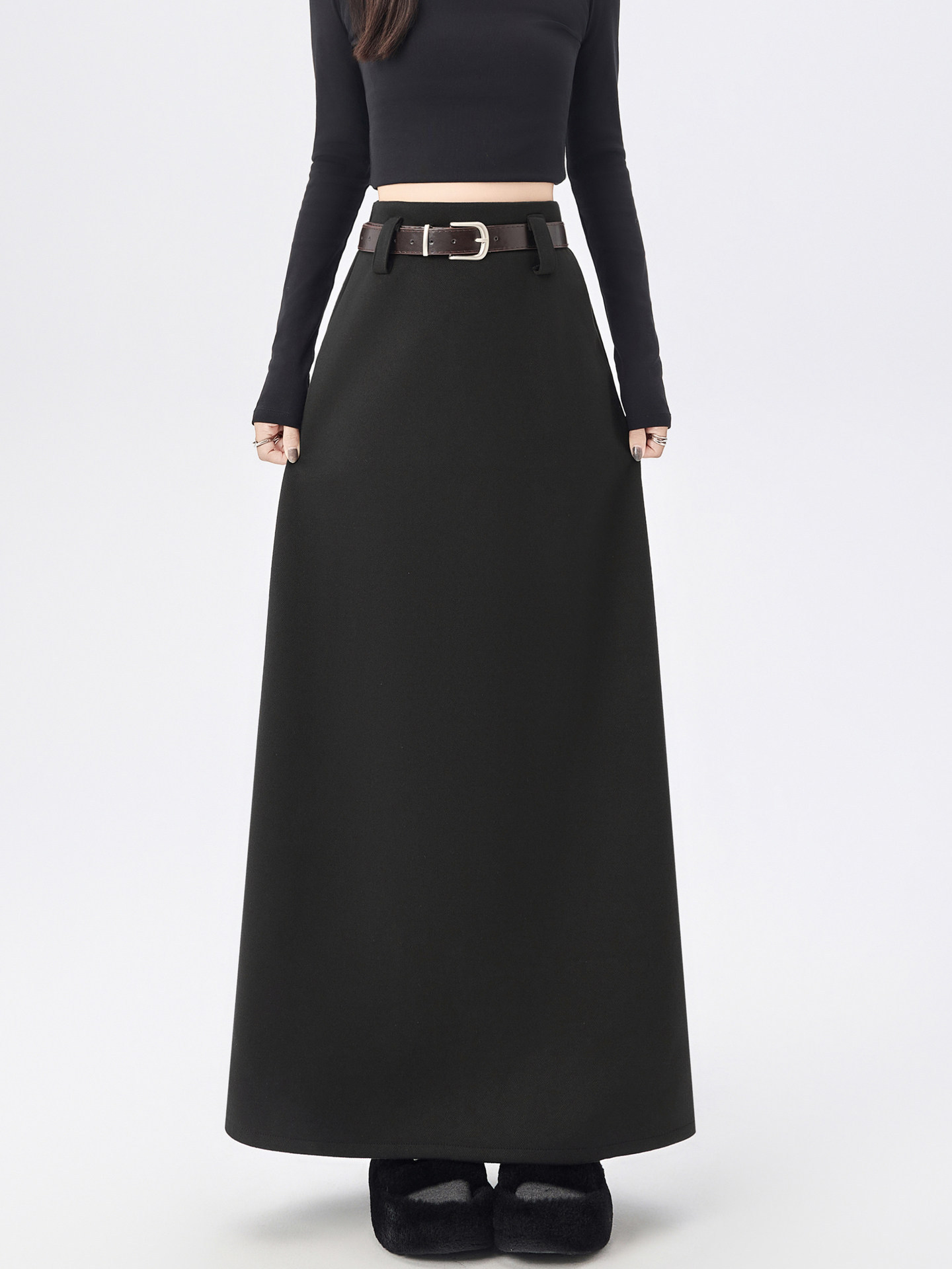 High-Waisted A-Line Wool Skirt, picture 3 of 7