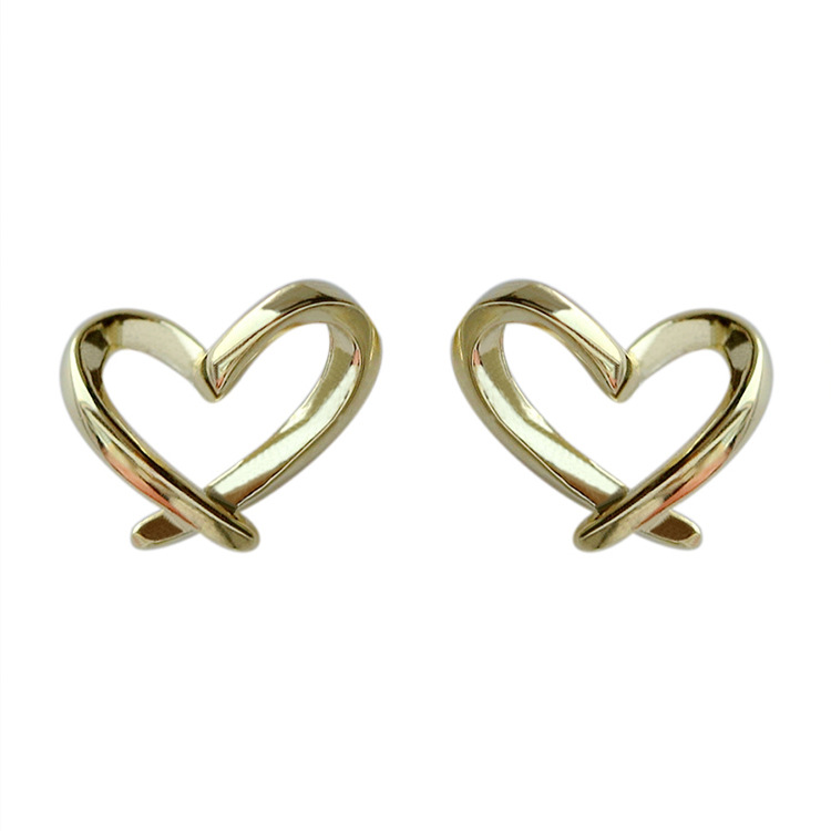Silver Needle Cross Love Heart Stud Earrings Women