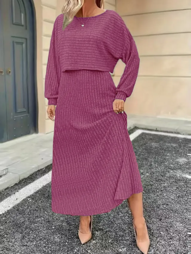 Womens Long sleeve Top And Dress Set Rose - Shop at LoveMi