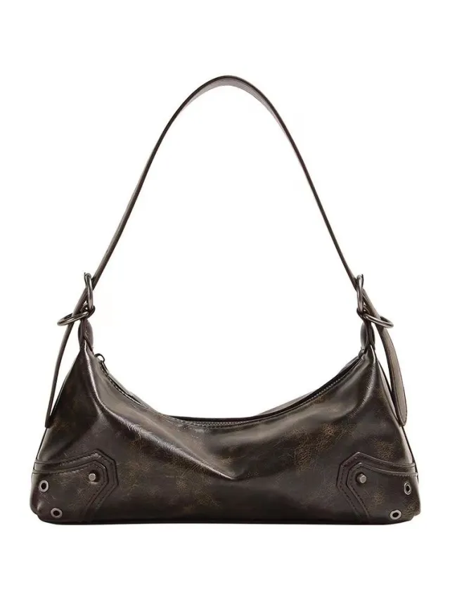 Oil Wax Leather Retro Shoulder Messenger Bag Special interest Design Advanced Texture Brown - Shop at LoveMi