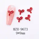 Glass New Year Nail Ornament Red Bow Accessories view 4