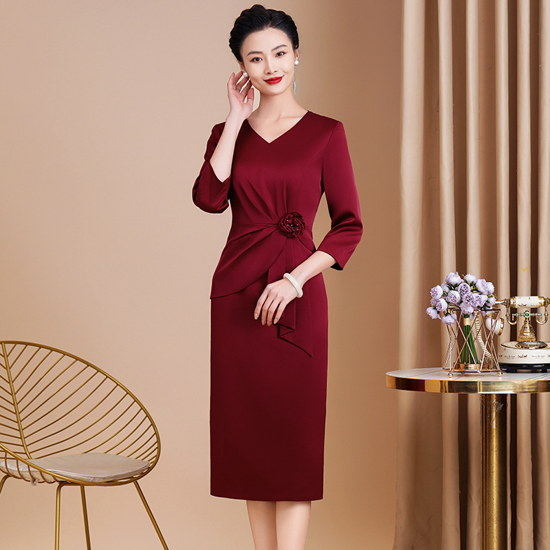Mother-in-law Wedding Suit Wine Red Dress