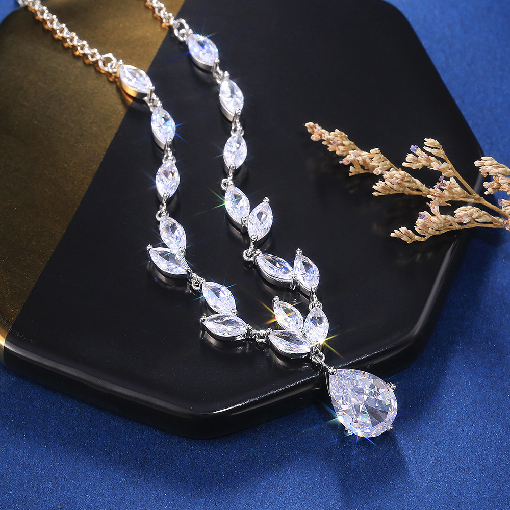 Fashion Women's Zircon Earrings Necklace