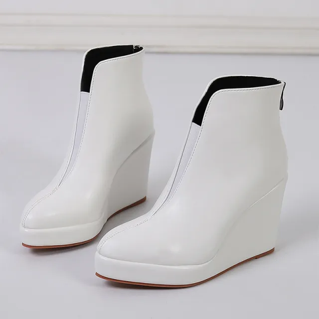 Heel Platform High Heel Pointed toe Fashion Ankle Boots Black Black - Shop at LoveMi