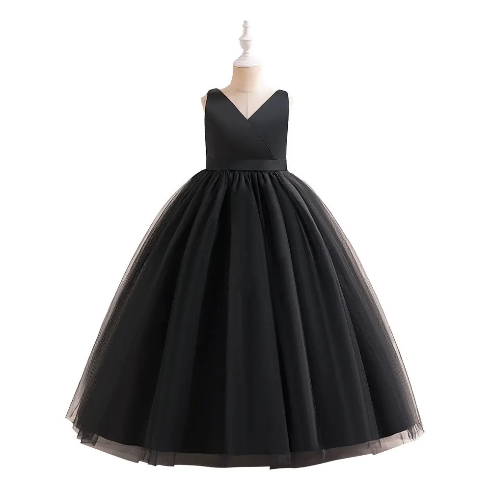 Childrens Sleeveless Satin Tulle Princess Dress Puffy