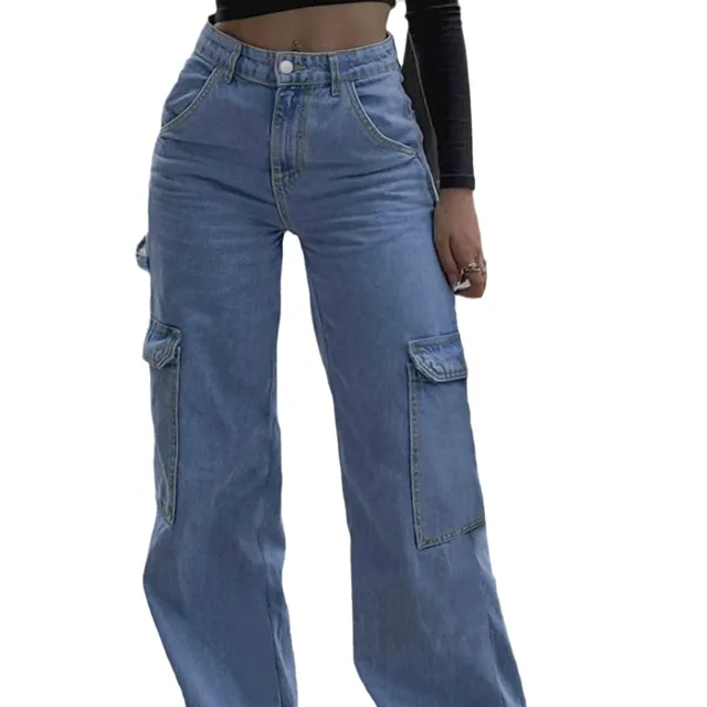 Women's Fashion Personality All matching Straight Jeans Blue - Shop at LoveMi