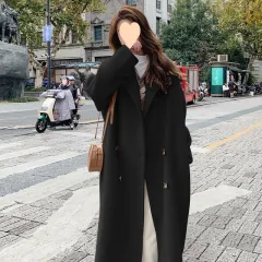Woolen Women's Fashionable All-match Coat - Black Regular Style - View 1