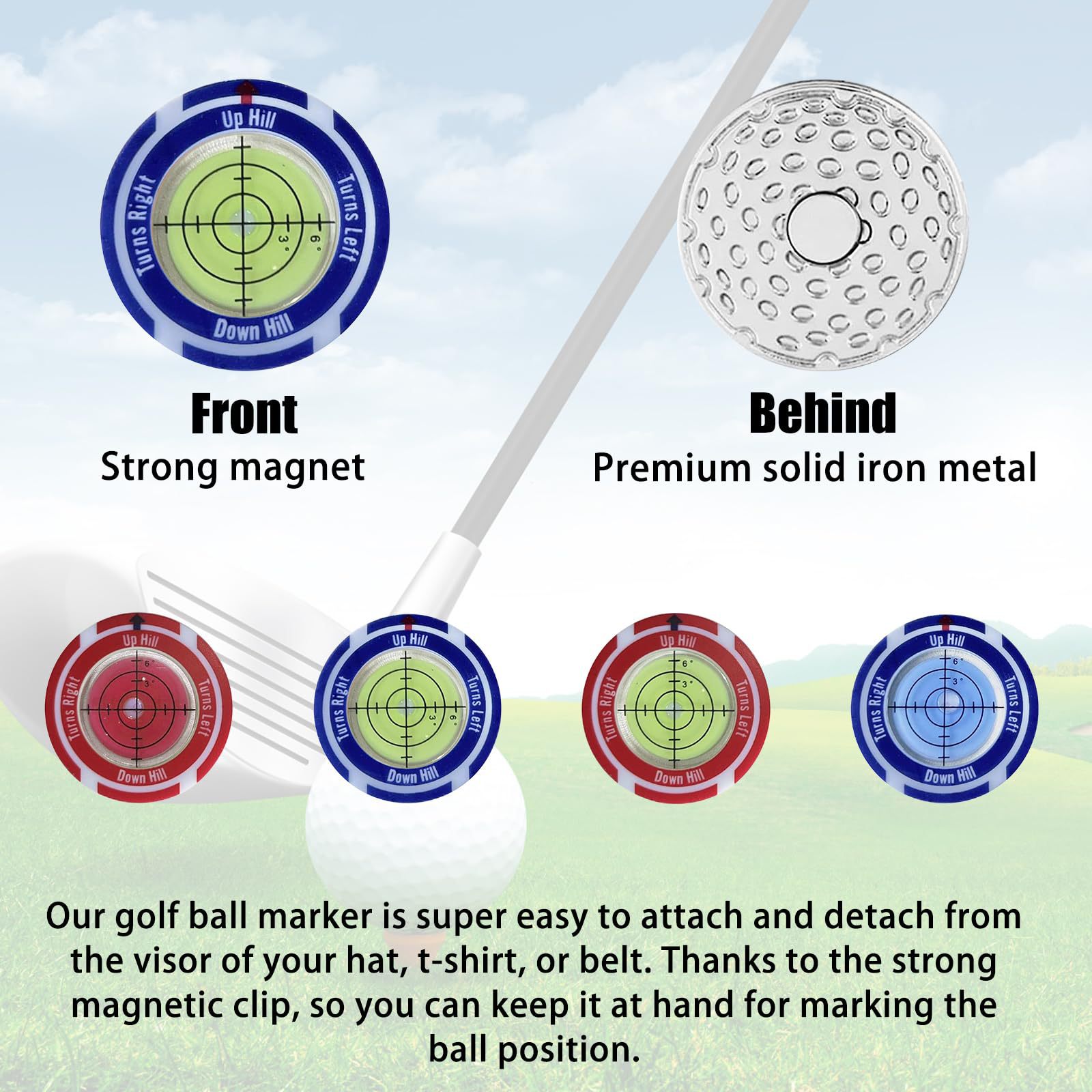 Golf Level Hat Clip Measurement With Position Mark Green Level - Image 17