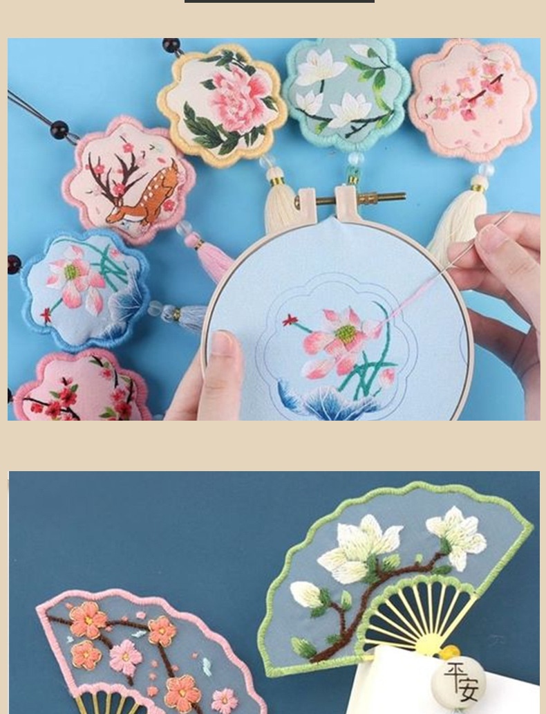 Handmade Polyester Cotton Crossthread Embroidery Wiring