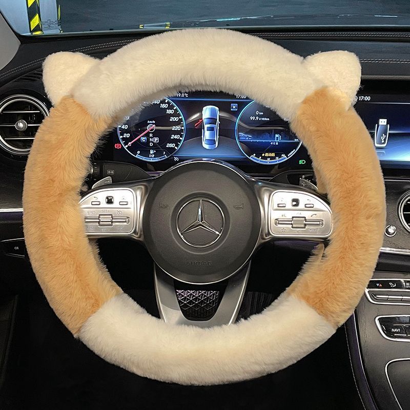 Steering Wheel Cover Winter Plush Cute Cartoon