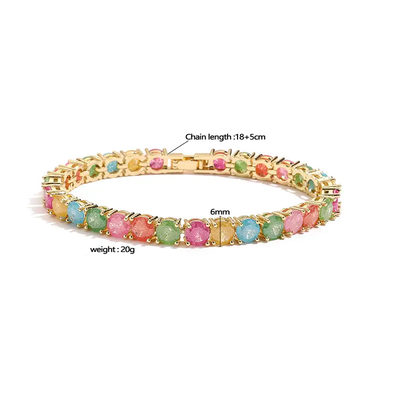 Fashionable And Light Luxury Copper Inlaid With Colored Diamond Round Bracelet