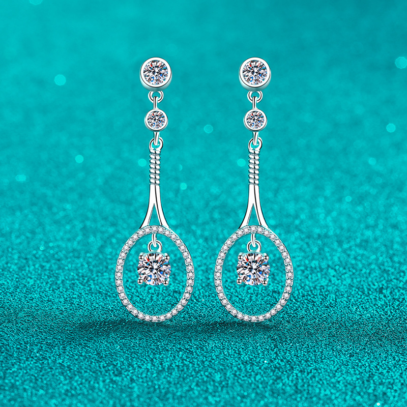 925 Sterling Silver Plated Moissanite Long Tassel Earrings