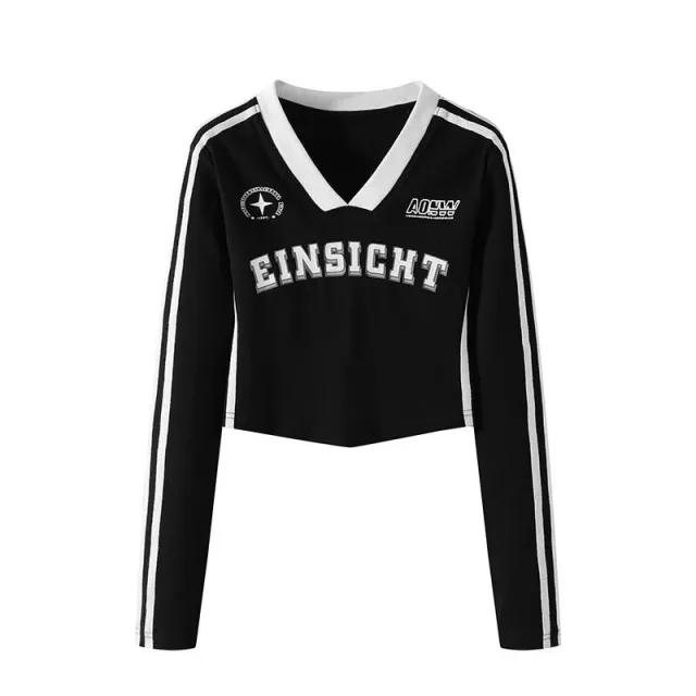 American Vintage Stripe Versatile Casual Long Sleeve Black - Shop at LoveMi