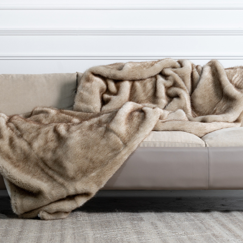 Double-Sized Sofa Blanket  Soft Fleece Lined Throw Blanket For Living Room European Style Home Decor Accent