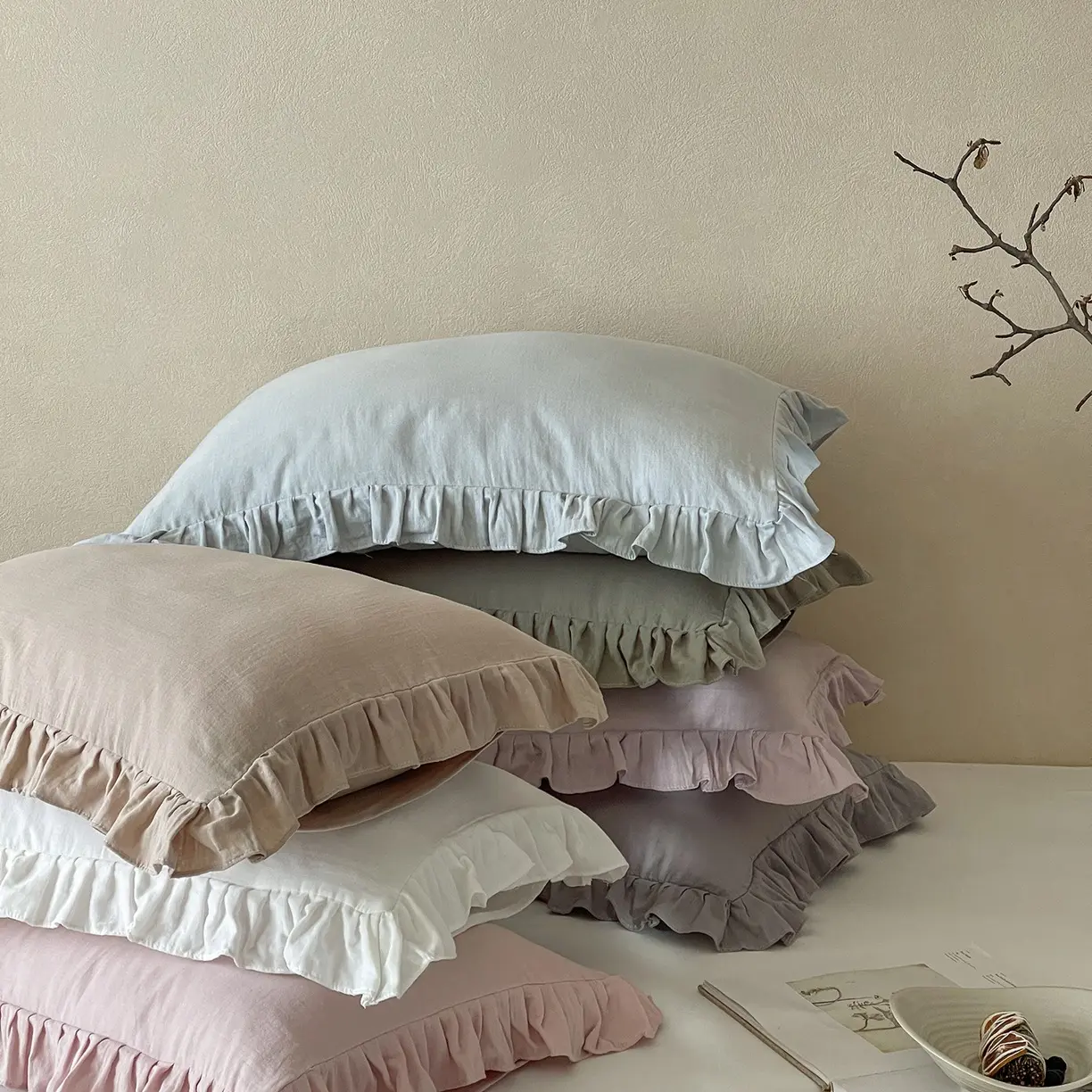 Ruffle-edged Pure Cotton Double-layer Gauze Single-piece Pillowcase
