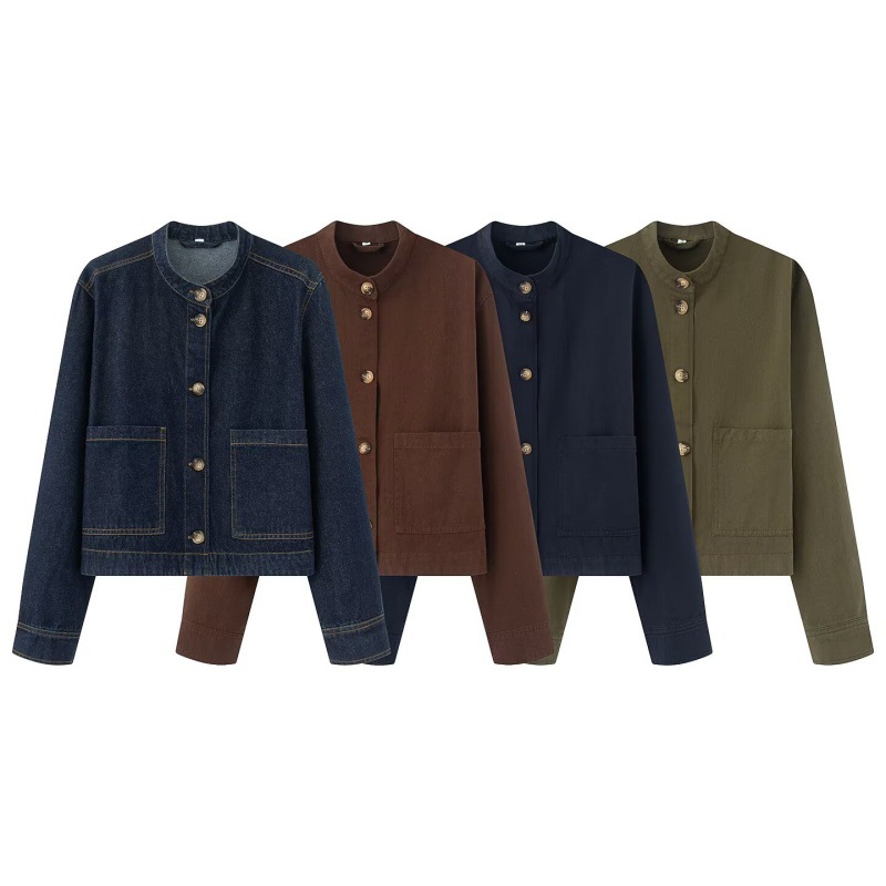 Womens Old Money Style Minimalist Twill Jacket