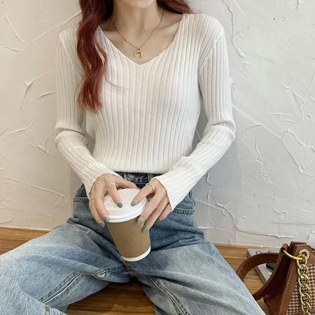 Bottoming Shirt 3 Kinds Of Rib Knitted Top White - Shop at LoveMi