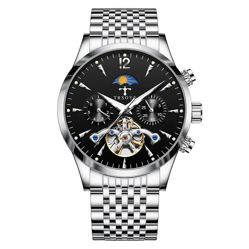 Men's Tourbillon Luminous Waterproof Hollow Out Mechanical
