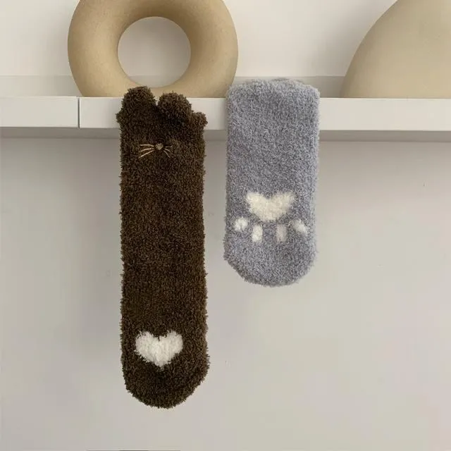 Autumn And Winter Thickening Velvet Thermal Non slip Room Socks Green - Shop at LoveMi