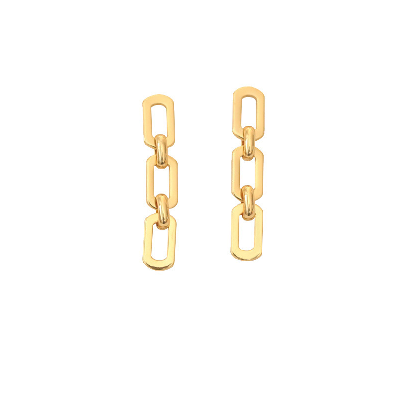 925 Sterling Silver Chain Long Niche Design Simple Glossy Earrings