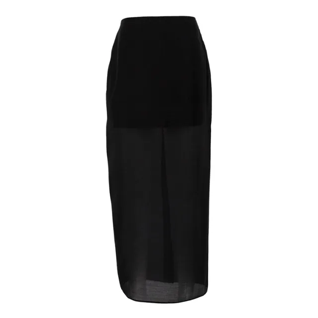 Black Mesh See through High Waist Slit Sheath Skirt Black - Shop at LoveMi