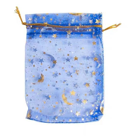 Gilded Star And Moon Sheer Organza Mesh Bag