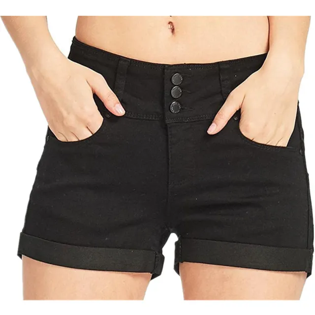 Waist tight Denim Elastic Color Cloth Shorts Hot Pants Women Black - Shop at LoveMi