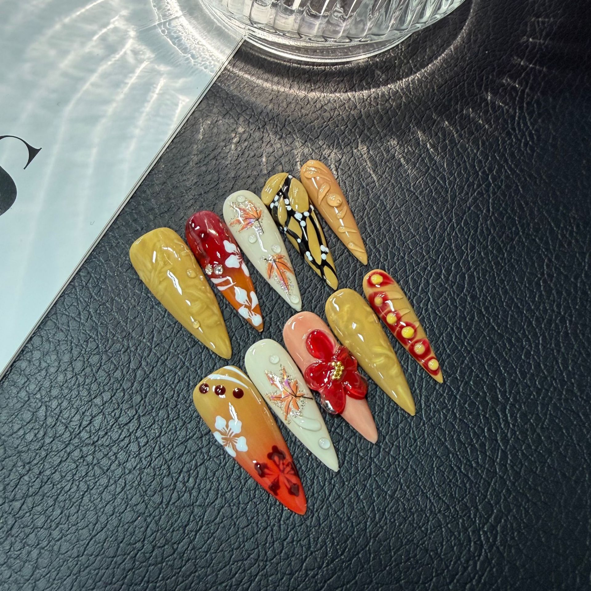 Gilded Carved Wearable Handmade Nail Tips