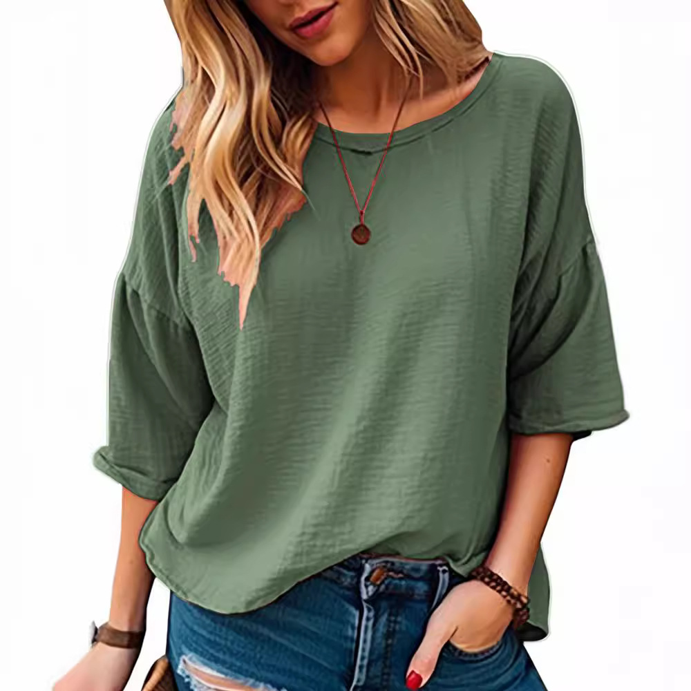 Fashion Women's Wear Comfortable Three-quarter-length-sleeved T-shirt
