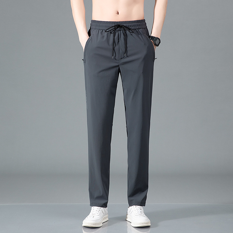 Ice Silk Casual Pants Men's Summer Thin Straight Sports