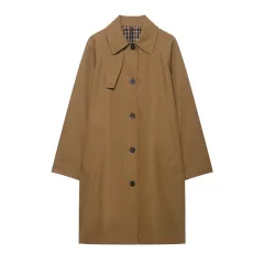 Women's Casual All-match Mid-length Trench Coat - Brown - View 1