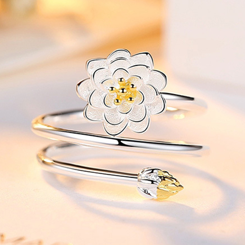 Fashion Personality Lotus Female Silver Ring