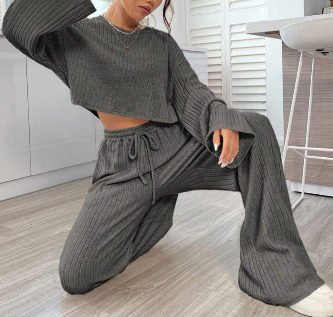 Casual Homewear Knitted Long Sleeve Women's Suit