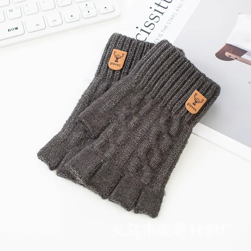 Half-finger Alpaca Wool Warm Knitted Gloves