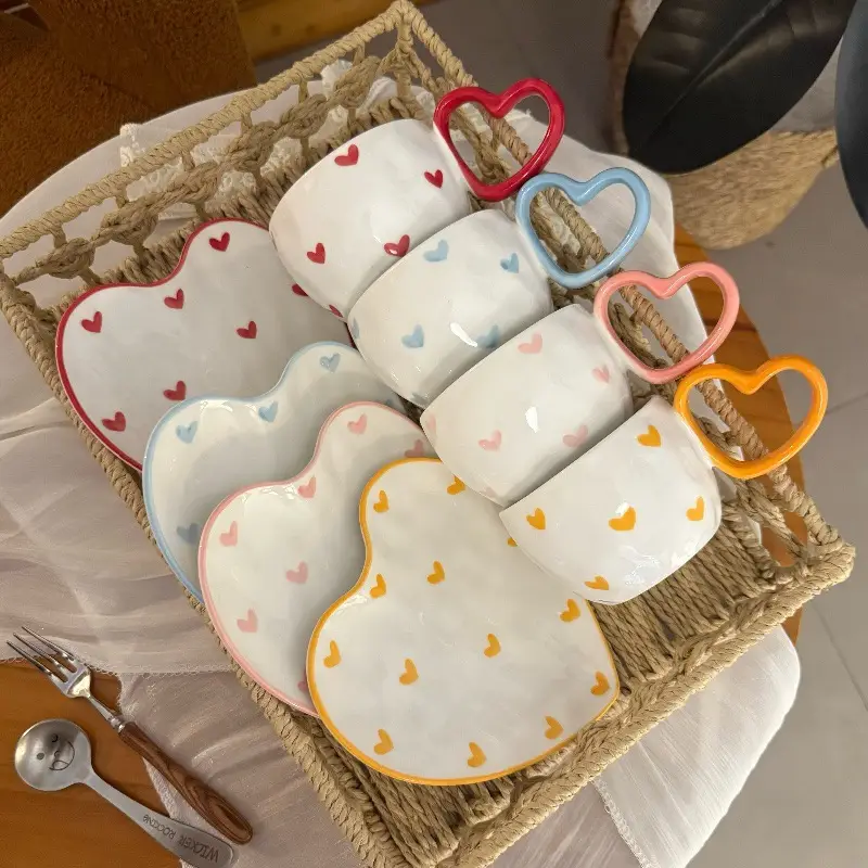 Ceramic Coffee Cup And Saucer With An Irregular Hand-shaped Handle For A Warm Heartfelt Touch