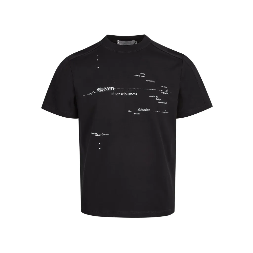 American Style Summer Simplicity Design Letter Print Loose Comfort And Casual T-shirt - Black