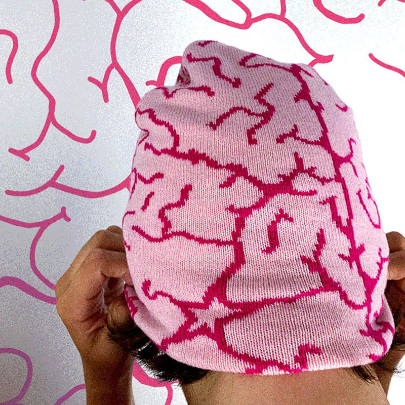 Winter Thermal Knitting Brain Printed Hat